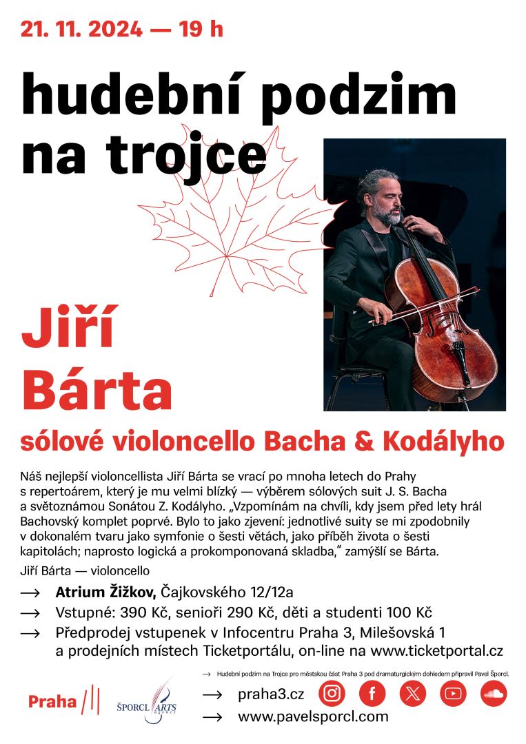 Hudební podzim na Trojce _ Jiří Bárta_ólové violoncello Bacha & Kodályho